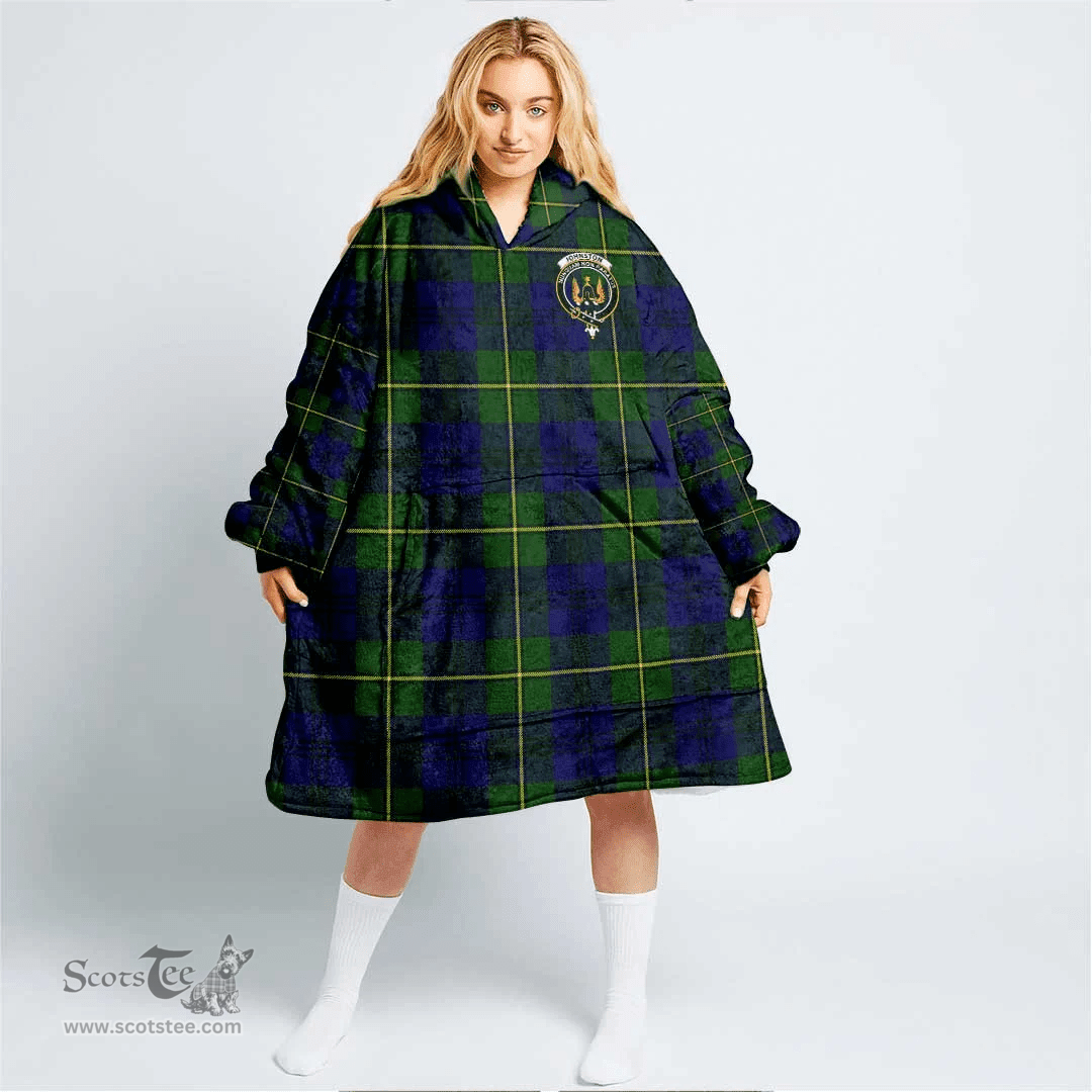 Scottish Johnston Modern Clan Tartan Oversized Blanket Hoodie - Crest Scottish Plaid Tartan Plaid
