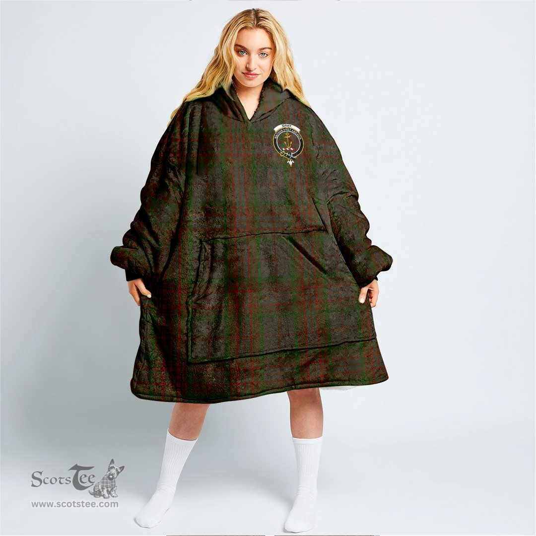 Scottish Gray Hunting Clan Tartan Oversized Blanket Hoodie - Crest Scottish Plaid Tartan Plaid