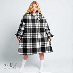 Scottish MacFarlane Black & White Ancient Clan Tartan Oversized Blanket Hoodie - Crest Scottish Plaid Tartan Plaid