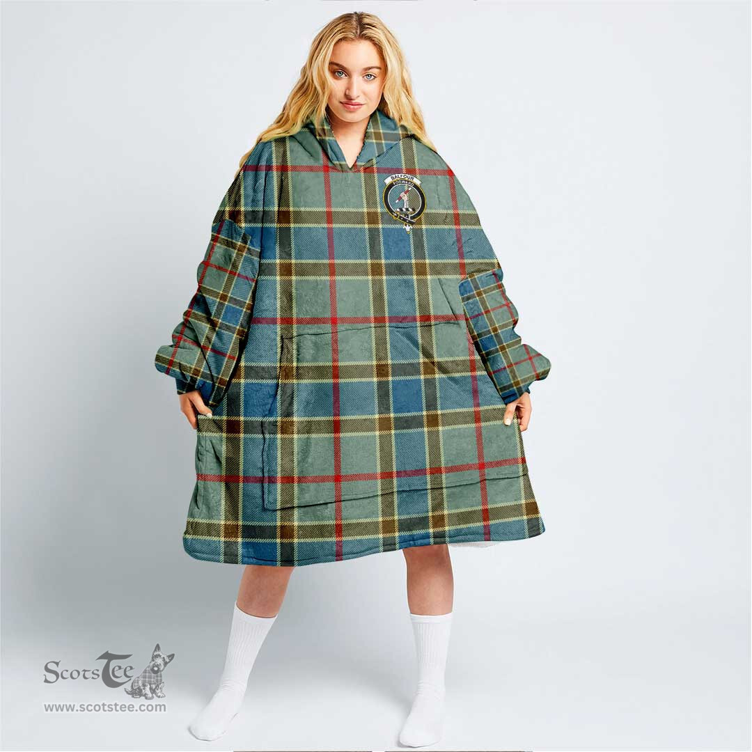 Scottish Balfour Blue Clan Tartan Oversized Blanket Hoodie - Crest Scottish Plaid Tartan Plaid
