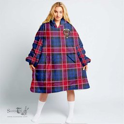 Scottish Graham of Menteith Red Clan Tartan Oversized Blanket Hoodie - Crest Scottish Plaid Tartan Plaid