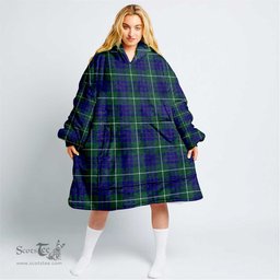 Scottish Hamilton Hunting Modern Clan Tartan Oversized Blanket Hoodie - Classic Scottish Plaid Tartan Plaid