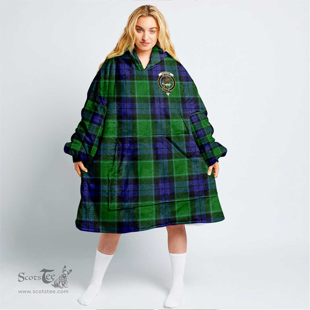 Scottish Graham of Menteith Modern Clan Tartan Oversized Blanket Hoodie - Crest Scottish Plaid Tartan Plaid