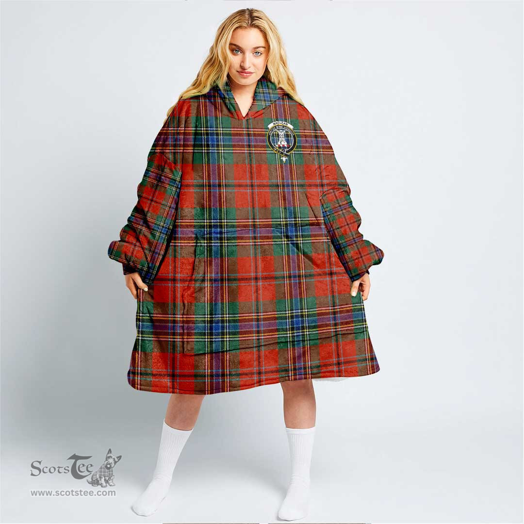 Scottish MacLean of Duart Ancient Clan Tartan Oversized Blanket Hoodie - Crest Scottish Plaid Tartan Plaid