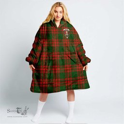 Scottish Menzies Green Modern Clan Tartan Oversized Blanket Hoodie - Crest Scottish Plaid Tartan Plaid