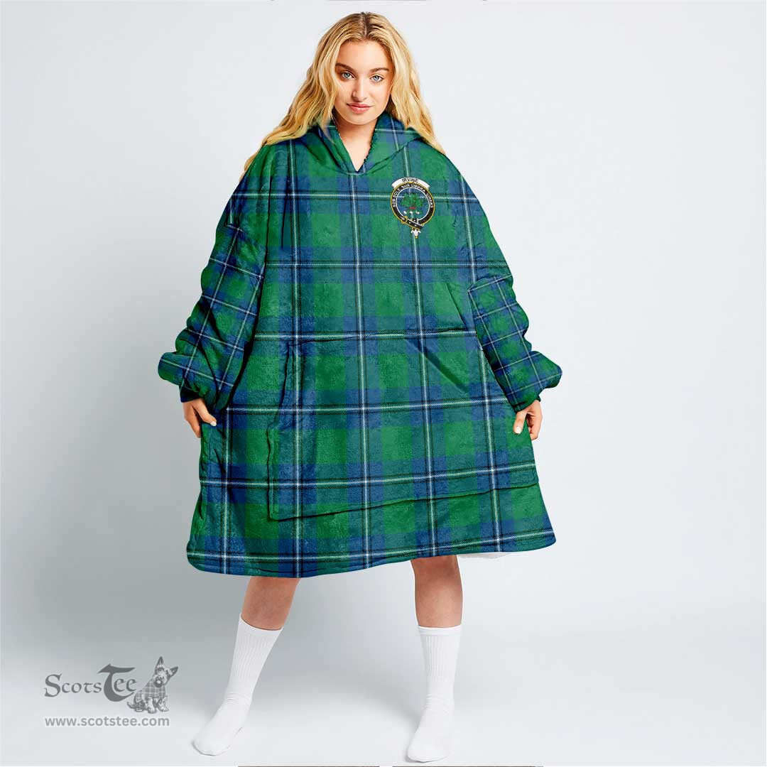 Scottish Irvine Ancient Clan Tartan Oversized Blanket Hoodie - Crest Scottish Plaid Tartan Plaid