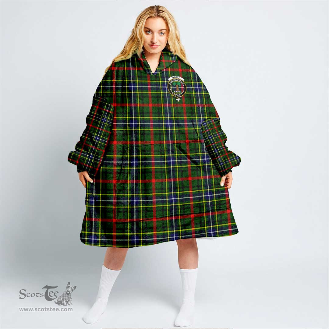 Scottish Bisset Clan Tartan Oversized Blanket Hoodie - Crest Scottish Plaid Tartan Plaid