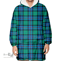 Scottish Flower Of Scotland Clan Tartan Oversized Blanket Hoodie - Classic Scottish Plaid Tartan Plaid
