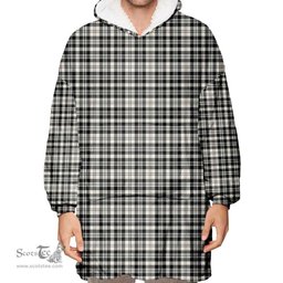 Scottish Scott Black & White Ancient Clan Tartan Oversized Blanket Hoodie - Classic Scottish Plaid Tartan Plaid