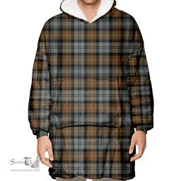 Scottish Gordon Weathered Clan Tartan Oversized Blanket Hoodie - Classic Scottish Plaid Tartan Plaid