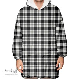 Scottish MacFarlane Black & White Clan Tartan Oversized Blanket Hoodie - Classic Scottish Plaid Tartan Plaid