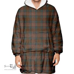 Scottish Kennedy Weathered Clan Tartan Oversized Blanket Hoodie - Classic Scottish Plaid Tartan Plaid