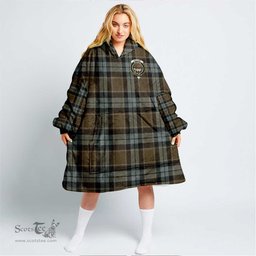 Scottish Graham of Menteith Weathered Clan Tartan Oversized Blanket Hoodie - Crest Scottish Plaid Tartan Plaid