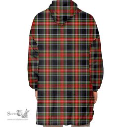 Scottish Stewart Black Clan Tartan Oversized Blanket Hoodie - Classic Scottish Plaid Tartan Plaid