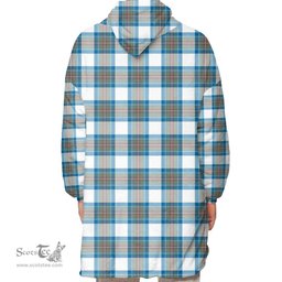 Scottish Stewart Muted Blue Clan Tartan Oversized Blanket Hoodie - Classic Scottish Plaid Tartan Plaid