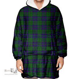 Scottish Lockhart Clan Tartan Oversized Blanket Hoodie - Classic Scottish Plaid Tartan Plaid