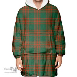 Scottish Menzies Green Ancient Clan Tartan Oversized Blanket Hoodie - Classic Scottish Plaid Tartan Plaid