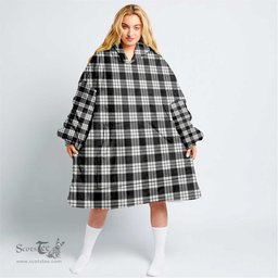 Scottish MacFarlane Black & White Clan Tartan Oversized Blanket Hoodie - Classic Scottish Plaid Tartan Plaid