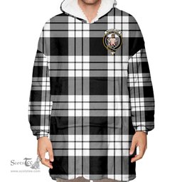Scottish MacFarlane Black & White Ancient Clan Tartan Oversized Blanket Hoodie - Crest Scottish Plaid Tartan Plaid