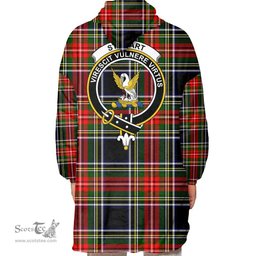 Scottish Stewart Black Clan Tartan Oversized Blanket Hoodie - Crest Scottish Plaid Tartan Plaid