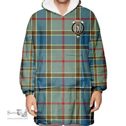 Scottish Balfour Blue Clan Tartan Oversized Blanket Hoodie - Crest Scottish Plaid Tartan Plaid