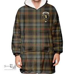 Scottish Stewart Hunting Weathered Clan Tartan Oversized Blanket Hoodie - Crest Scottish Plaid Tartan Plaid