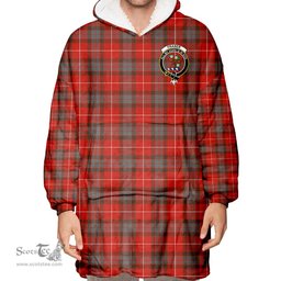 Scottish Fraser Weathered Clan Tartan Oversized Blanket Hoodie - Crest Scottish Plaid Tartan Plaid