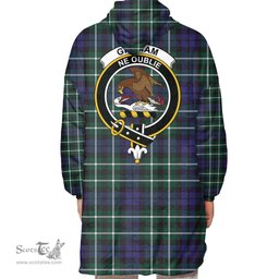 Scottish Graham of Montrose Modern Clan Tartan Oversized Blanket Hoodie - Crest Scottish Plaid Tartan Plaid