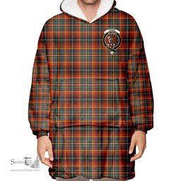 Scottish Innes Ancient Clan Tartan Oversized Blanket Hoodie - Crest Scottish Plaid Tartan Plaid