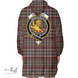 Scottish Nicolson Hunting Weathered Clan Tartan Oversized Blanket Hoodie - Crest Scottish Plaid Tartan Plaid