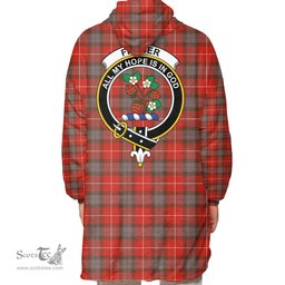 Scottish Fraser Weathered Clan Tartan Oversized Blanket Hoodie - Crest Scottish Plaid Tartan Plaid