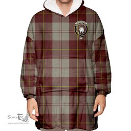Scottish Cunningham Burgundy Dancers Clan Tartan Oversized Blanket Hoodie - Crest Scottish Plaid Tartan Plaid