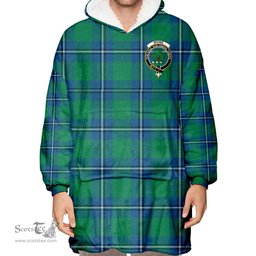 Scottish Irvine Ancient Clan Tartan Oversized Blanket Hoodie - Crest Scottish Plaid Tartan Plaid