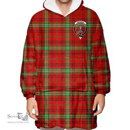 Scottish Morrison Red Modern Clan Tartan Oversized Blanket Hoodie - Crest Scottish Plaid Tartan Plaid