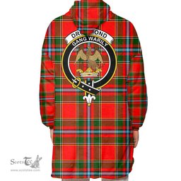 Scottish Drummond of Perth Clan Tartan Oversized Blanket Hoodie - Crest Scottish Plaid Tartan Plaid