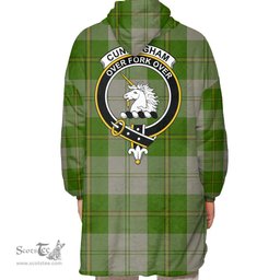 Scottish Cunningham Dress Green Dancers Clan Tartan Oversized Blanket Hoodie - Crest Scottish Plaid Tartan Plaid