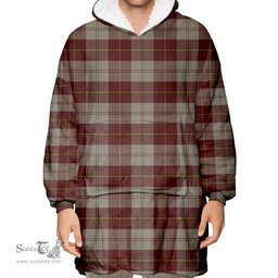 Scottish Cunningham Burgundy Dancers Clan Tartan Oversized Blanket Hoodie - Classic Scottish Plaid Tartan Plaid