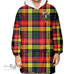 Scottish Buchanan Modern Clan Tartan Oversized Blanket Hoodie - Crest Scottish Plaid Tartan Plaid