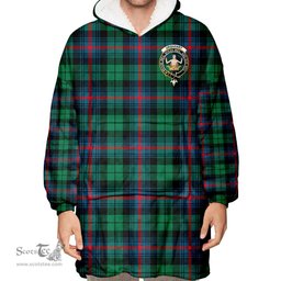 Scottish Urquhart Broad Red Ancient Clan Tartan Oversized Blanket Hoodie - Crest Scottish Plaid Tartan Plaid
