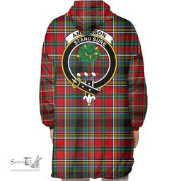 Scottish Anderson of Arbrake Clan Tartan Oversized Blanket Hoodie - Crest Scottish Plaid Tartan Plaid