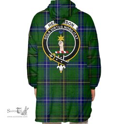 Scottish Henderson Modern Clan Tartan Oversized Blanket Hoodie - Crest Scottish Plaid Tartan Plaid