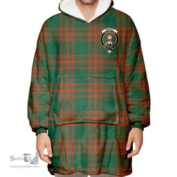 Scottish Menzies Green Ancient Clan Tartan Oversized Blanket Hoodie - Crest Scottish Plaid Tartan Plaid