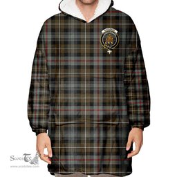 Scottish MacKenzie Weathered Clan Tartan Oversized Blanket Hoodie - Crest Scottish Plaid Tartan Plaid