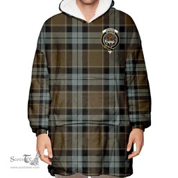 Scottish Graham of Menteith Weathered Clan Tartan Oversized Blanket Hoodie - Crest Scottish Plaid Tartan Plaid