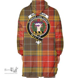 Scottish Buchanan Old Set Weathered Clan Tartan Oversized Blanket Hoodie - Crest Scottish Plaid Tartan Plaid