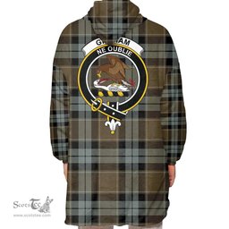 Scottish Graham of Menteith Weathered Clan Tartan Oversized Blanket Hoodie - Crest Scottish Plaid Tartan Plaid