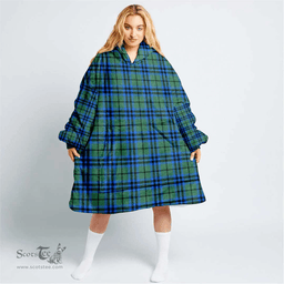 Scottish Falconer Clan Tartan Oversized Blanket Hoodie - Classic Scottish Plaid Tartan Plaid
