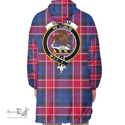 Scottish Graham of Menteith Red Clan Tartan Oversized Blanket Hoodie - Crest Scottish Plaid Tartan Plaid