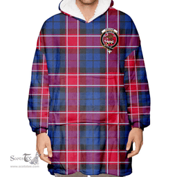 Scottish Graham of Menteith Red Clan Tartan Oversized Blanket Hoodie - Crest Scottish Plaid Tartan Plaid