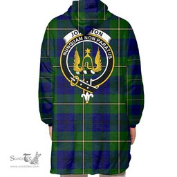 Scottish Johnston Modern Clan Tartan Oversized Blanket Hoodie - Crest Scottish Plaid Tartan Plaid